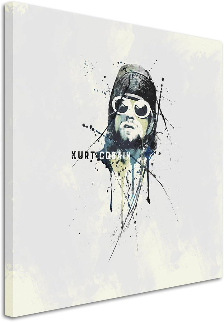 Paul Sinus Art Kurt Cobain II 60x60cm Keilrahmenbild Kunstbild Aquarell Art Wandbild auf Leinwand fe