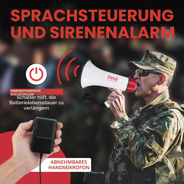 PYLE AUDIO INC Bluetooth Megaphone - PA Megaphone Speaker with Wired Microphone, Siren Alarm Mode, M