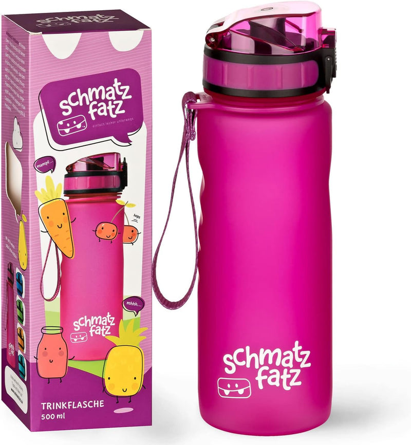 schmatzfatz Trinkflasche Kinder Auslaufsicher 0,5L, Sport Trinkflasche Schule zum Wandern & Fitnesss