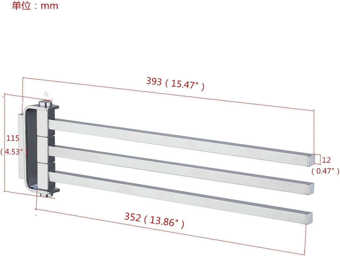 Handtuchhalter Handtuchstange 3 Armen Elegance 180° drehung Wandmontage Handtuchständer aus Messing，