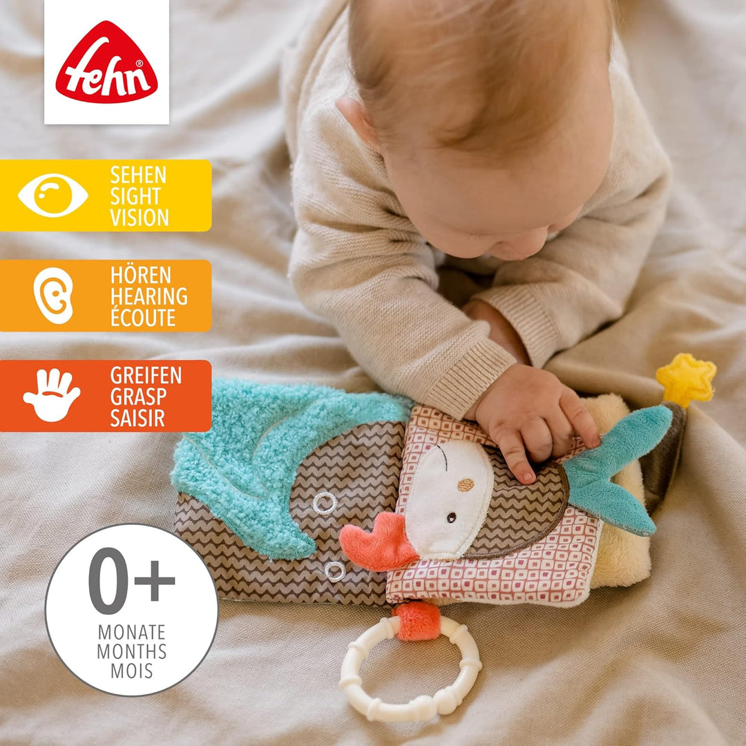 Fehn Stehaufmännchen Baby Fledermaus & Soft Bilderbuch Bruno – Baby Fühlbuch aus Stoff mit Tier Moti