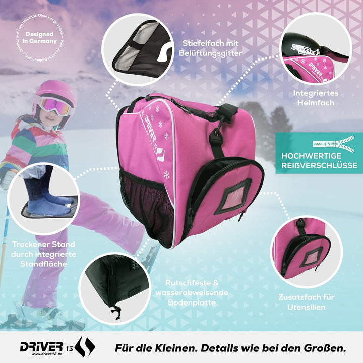 Driver13 Kinder Skistiefeltasche, Designed in Deutschland und seit vielen Jahren bewährt Pink, Pink