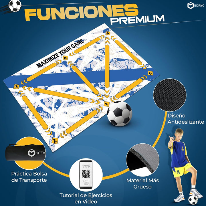 Trainingsmatte für Fussball Diatomea + Trainingsvideos + Tragetasche | rutschfeste Fähigkeitsmatte 6
