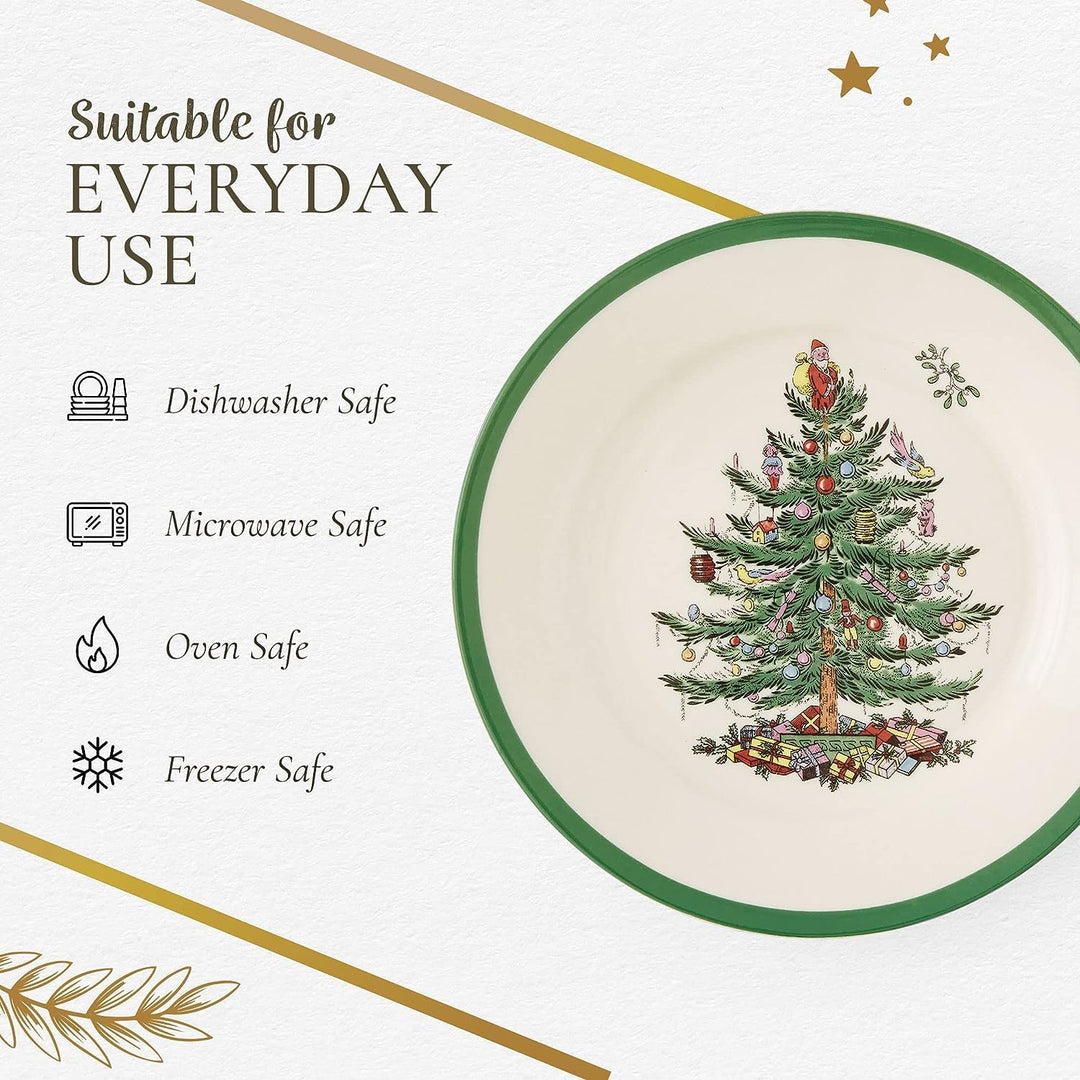 Spode Salatteller, Weihnachtsbaum, 4 Stück Weihnachtsbaum-Salatteller, Weihnachtsbaum-Salatteller
