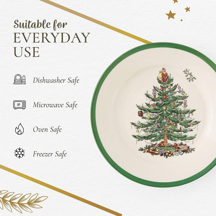 Spode Salatteller, Weihnachtsbaum, 4 Stück Weihnachtsbaum-Salatteller, Weihnachtsbaum-Salatteller