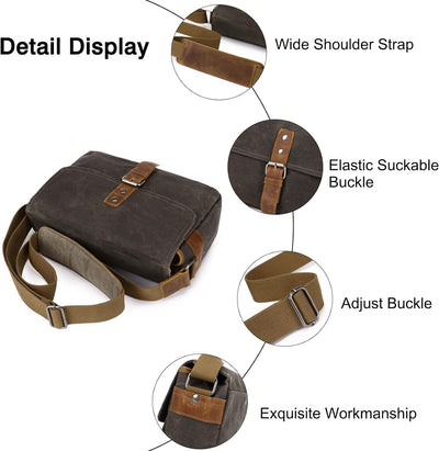 FANDARE Retro Kamera Umhängetasche Herren Segeltuch Arbeitstasche Damen Messenger Bag Schultertasche