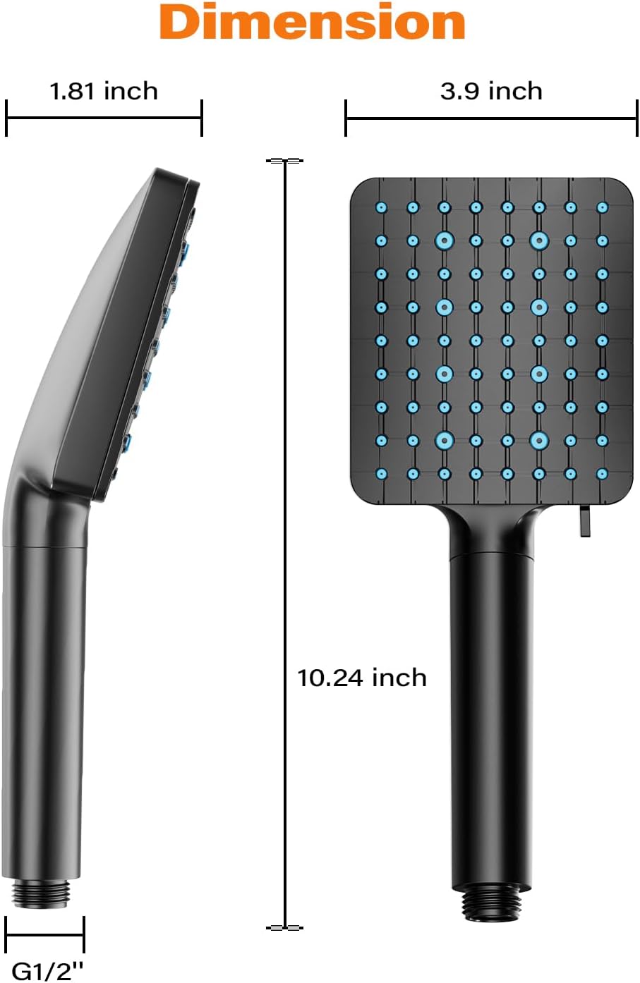 Cobbe Duschkopf mit Filter, Hochdruck Handbrause mit Filtration in 20 Schichten, 6 Strahlarten Quadr