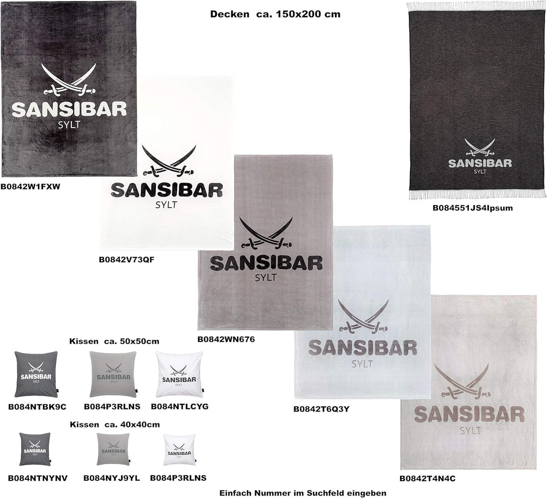Sansibar Kissen Zierkissen Dekokissen Sofakissen 100% Baumwolle (Bezug - 45x45 cm - 2er-Set, Weiss/A