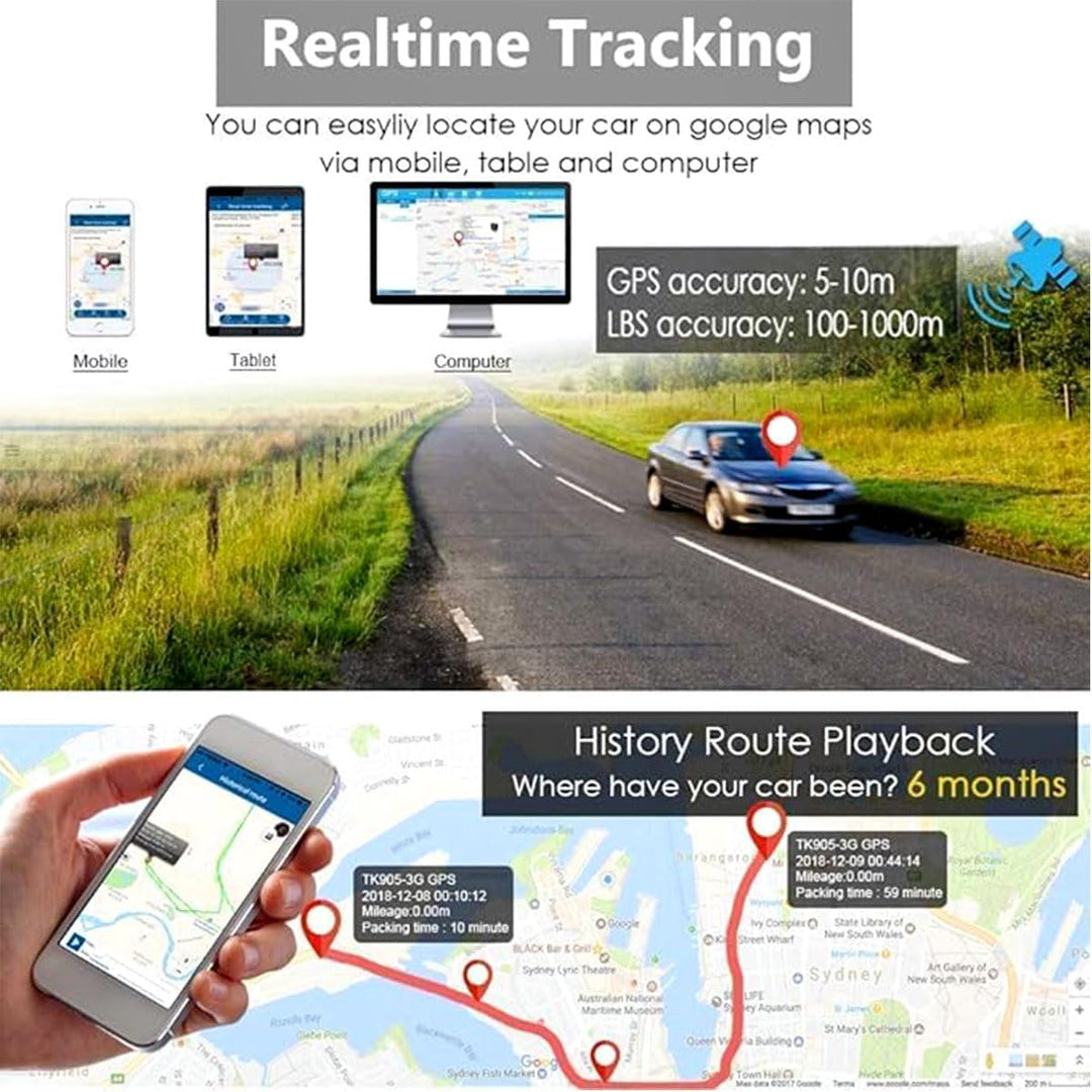Winnes 4G Mini GPS Tracker 1500 mAh - Auto GPS/AGPS/LBS Echtzeit Ortung Anti-Verlust Magnet Mit Grat