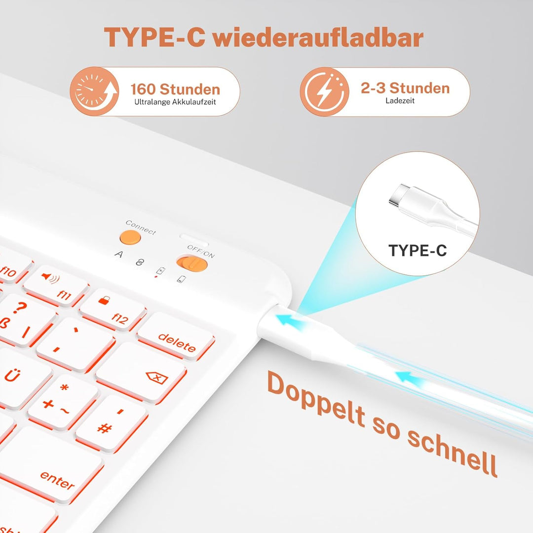 OYEEICE Hülle mit Tastatur für iPad 9/8/ 7 Generation 10,2 Zoll, Vergrösserte Anti-Falloff Tastenkap