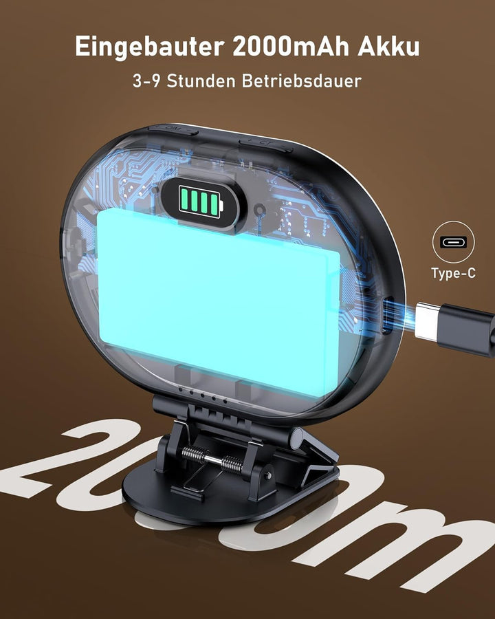 Selfie Licht, Handy Licht Videolicht mit Clip, Rechargeable 2000mAh Akkus, 3 Lichtmodi & Helligkeit
