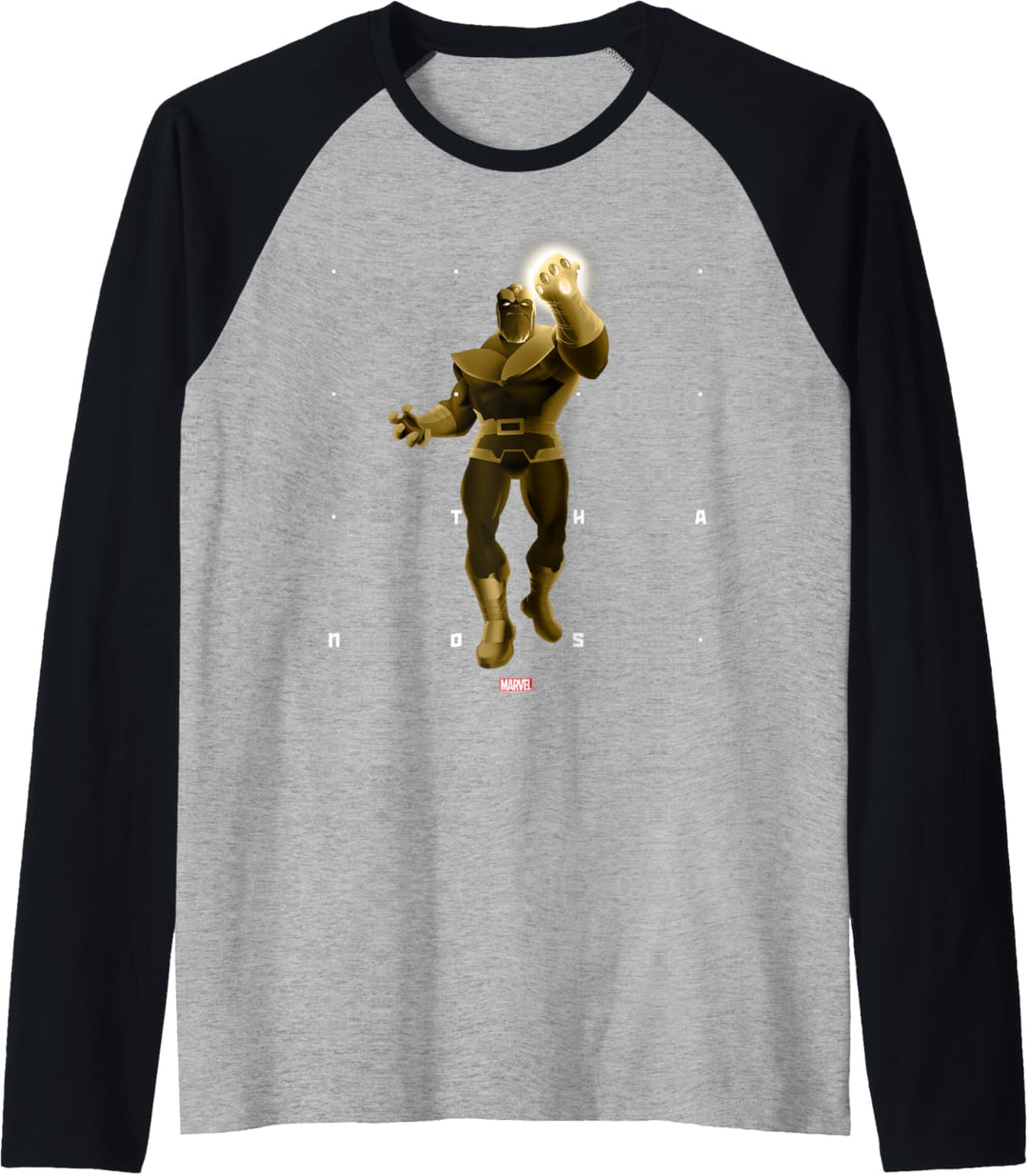 Marvel Thanos Halftone Word Stack Portrait Raglan