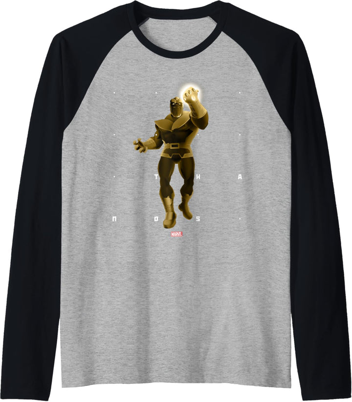 Marvel Thanos Halftone Word Stack Portrait Raglan