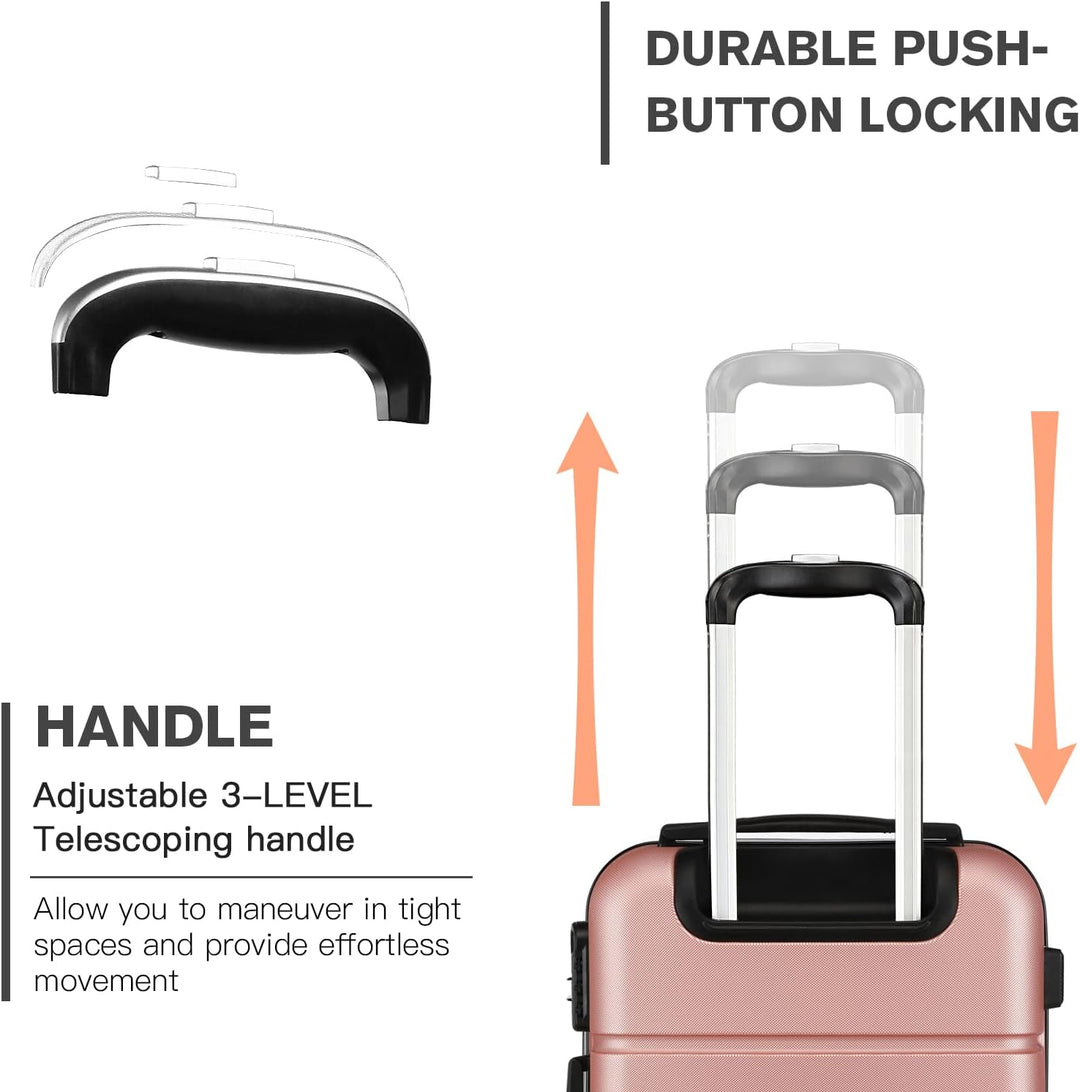 Kono Reisekoffer Handgepäck Koffer mit Rollen Hartschale Trolley 55x38x22cm 33 Liter Leichtgewicht A