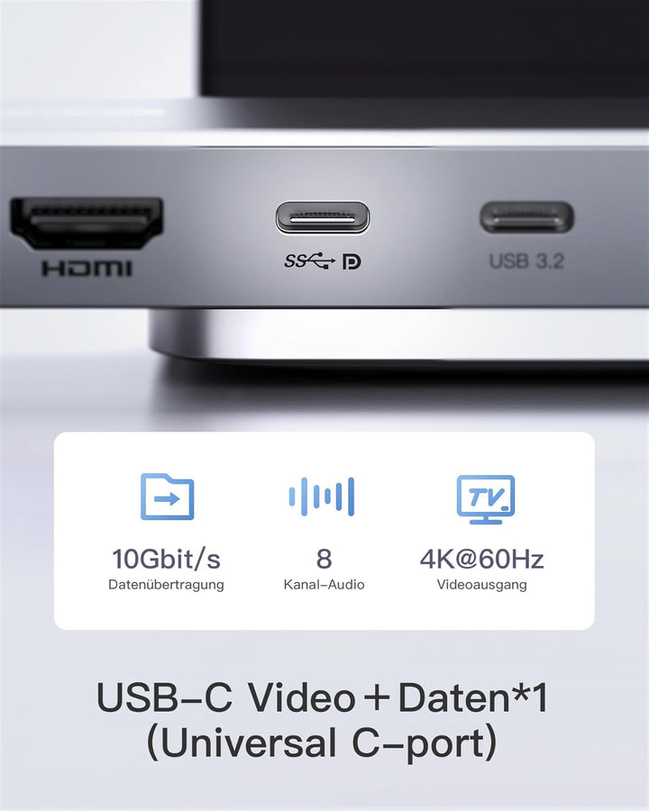 Inateck 10 in 1 USB C Hub, 4K 60Hz HDMI Docking Station, USB C Video＋Data, 100W PD, 10Gbps 2 USB 3.2