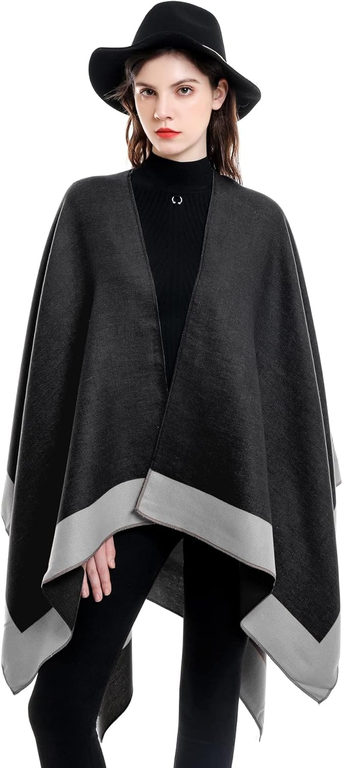 colornival Poncho Damen Winter Warm Elegant Poncho Decke Poncho Cape Strick Poncho Mantel Winter Pon