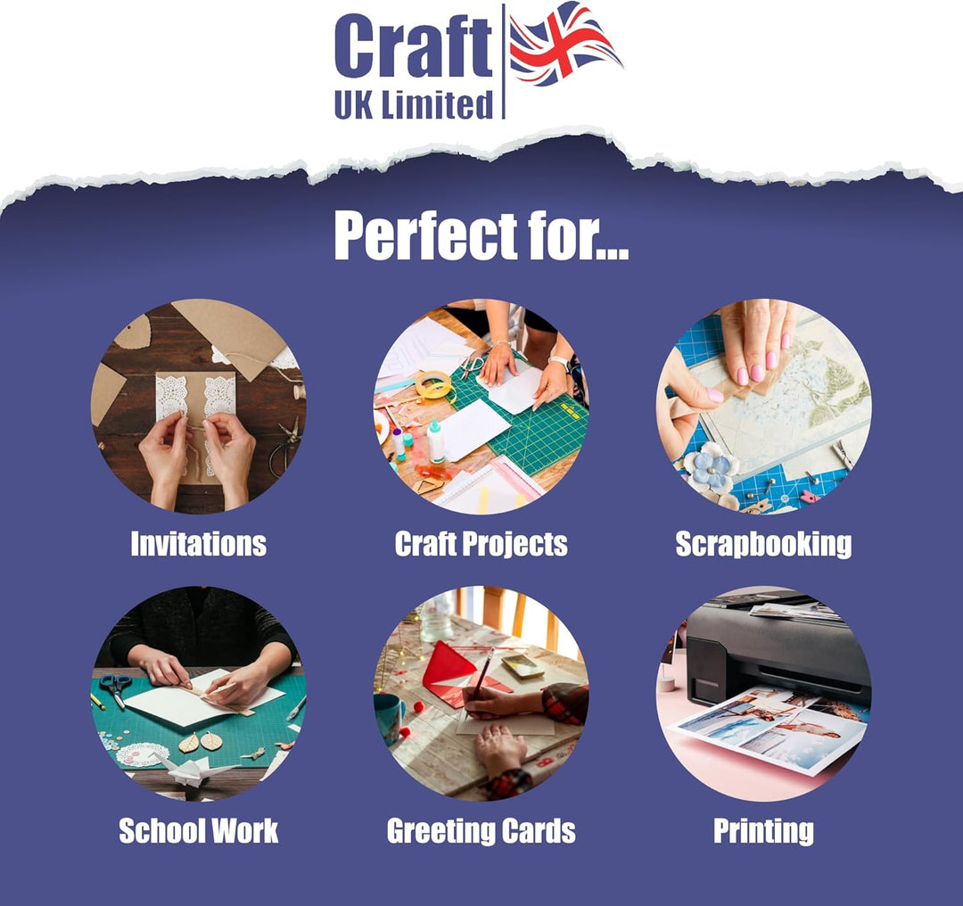 Craft UK W123, recycelter Leinen-Karton, 300 g/m², weiss, 100 Blatt. Weisser Leinen-Karton, 300 g/m²