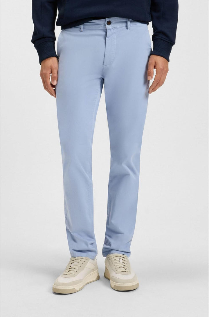 BOSS Herren Chino Slim Slim-Fit Hose aus elastischem Baumwoll-Satin 31W / 32L 470open Blue, 31W / 32