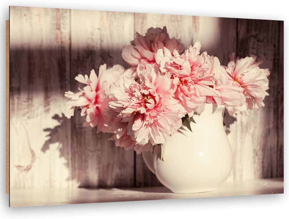 Feeby Wanddeko Pflanze Bild Kunstdruck modern Natur Rosa 80x60 cm Deko Paneel 80x60 cm Rosa_C, Deko