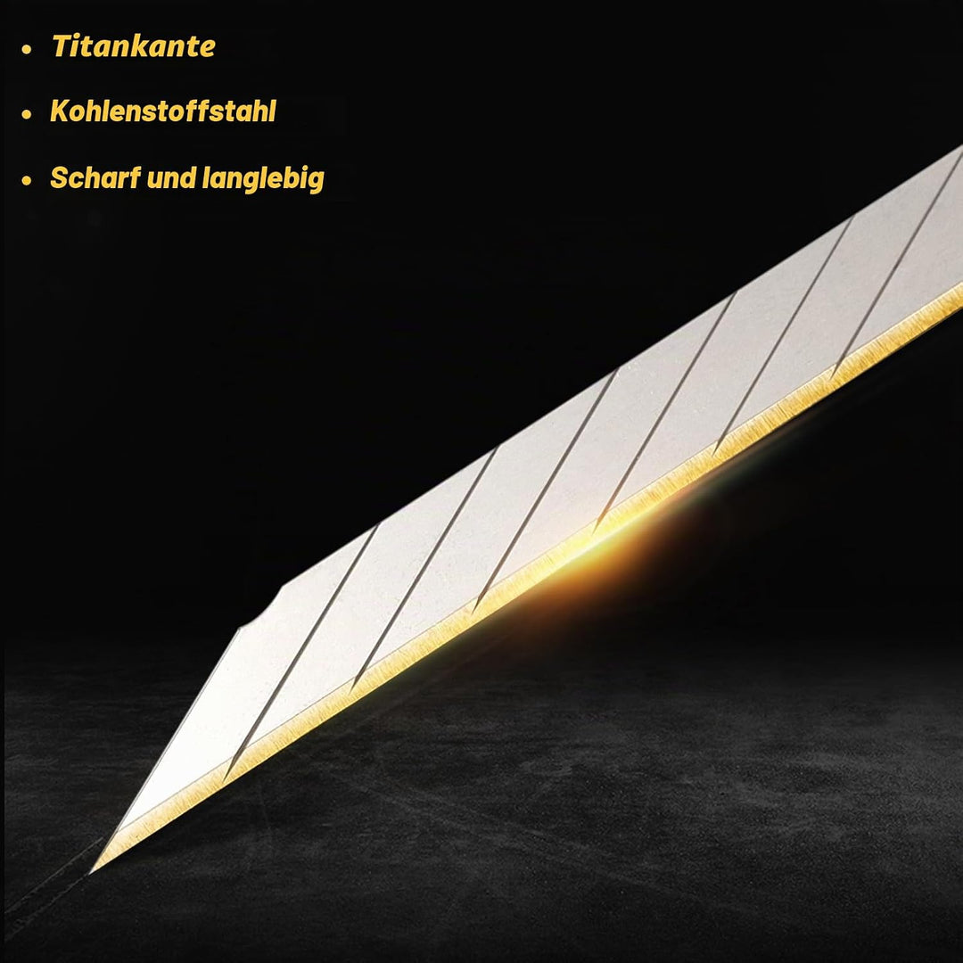 EHDIS 100 Stück Cuttermesser Klingen mit Titan-Schneide, 9mm, Ersatzklingen Cuttermesser, Abbrechkli
