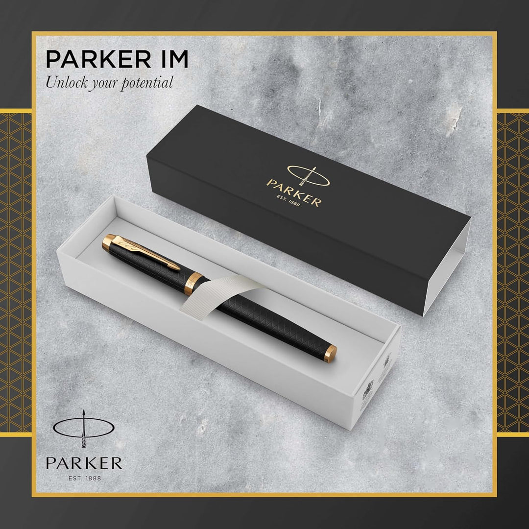 Parker IM Füller | Premium Black | Füllfederhalter mit feiner Feder | blaue Tinte | Geschenkbox Prem