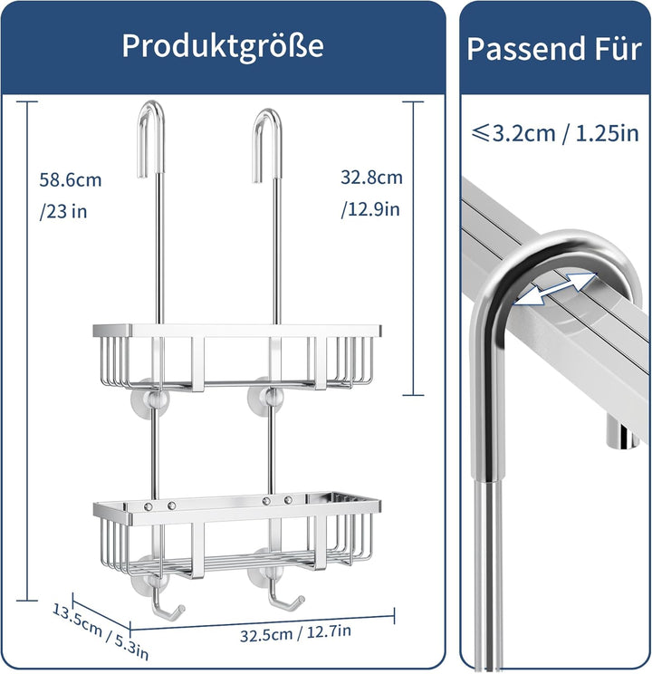 pickpiff Duschablage Zum Hängen Duschregal Shampoo Halterung Für Dusche Glastür Duschkorb Ohne Bohre