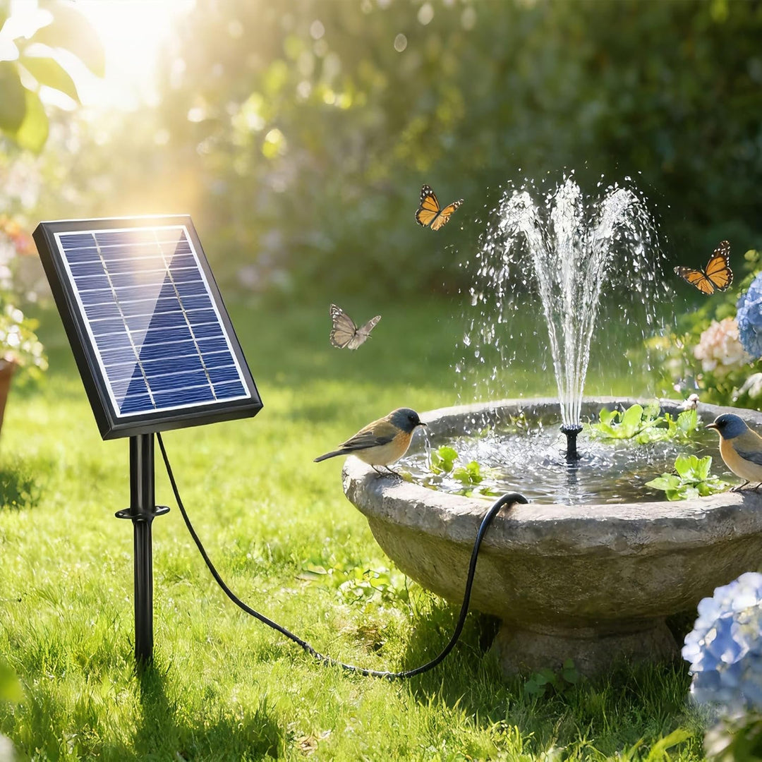 Biling Solar Springbrunnen für aussen, 2.5W Solar Teichpumpe mit Filter Solar Brunnenpumpen, Solar W