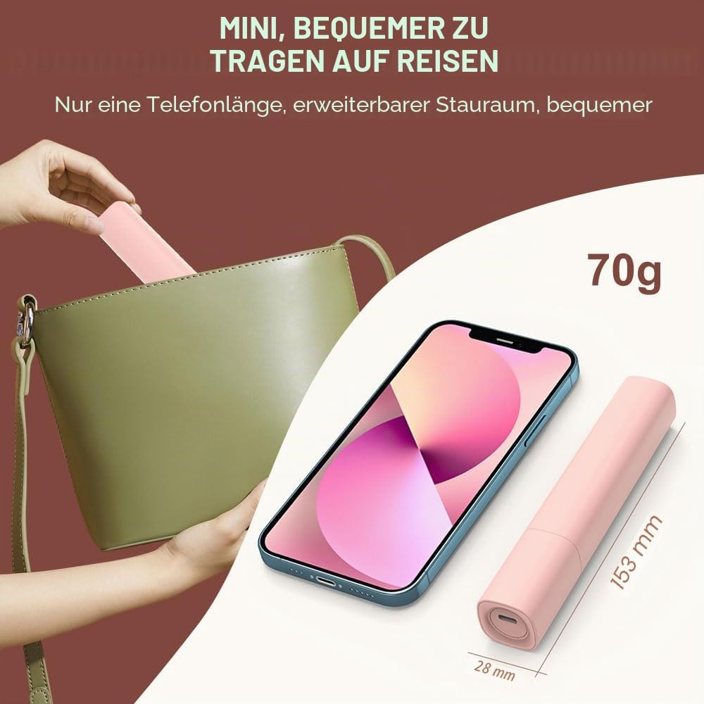 Bewegen USB Klein Haarglätter Rose, Tragbares Mini Glätteisen, Dual Use Reise Glätteisen Locken und