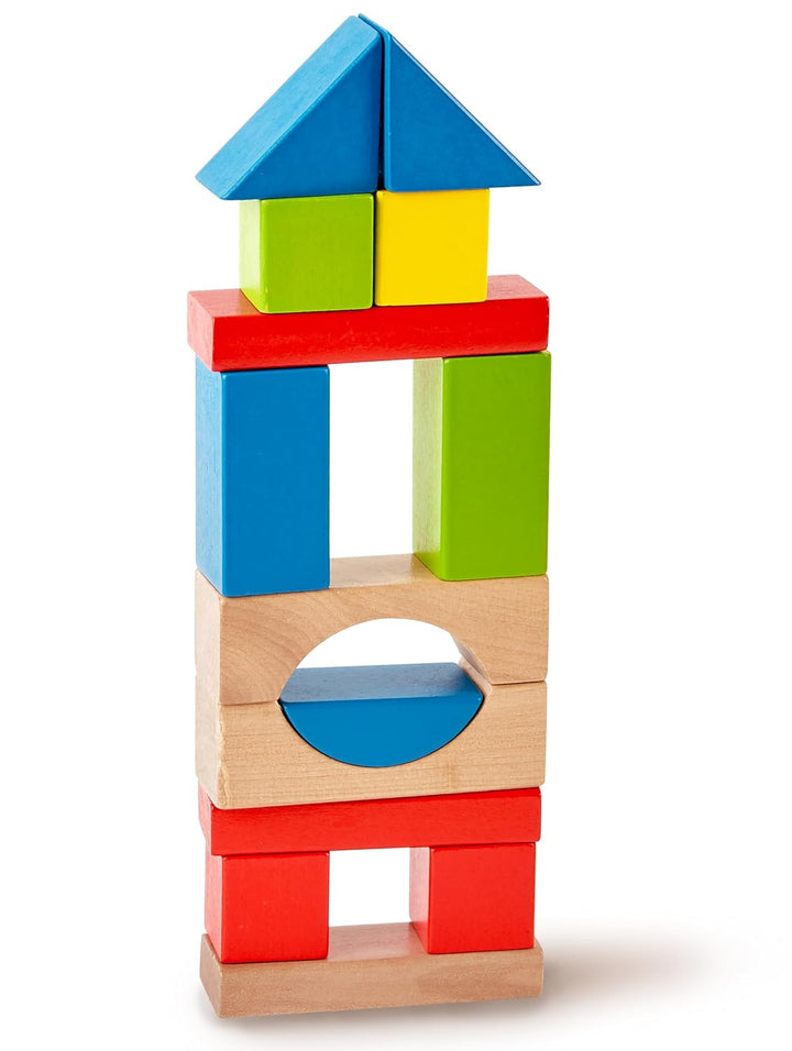 Hape Bunte Holzbausteine für Kinder Holzbausteine-Set zum Stapeln Lernspielzeug für Kleinkinder, 50