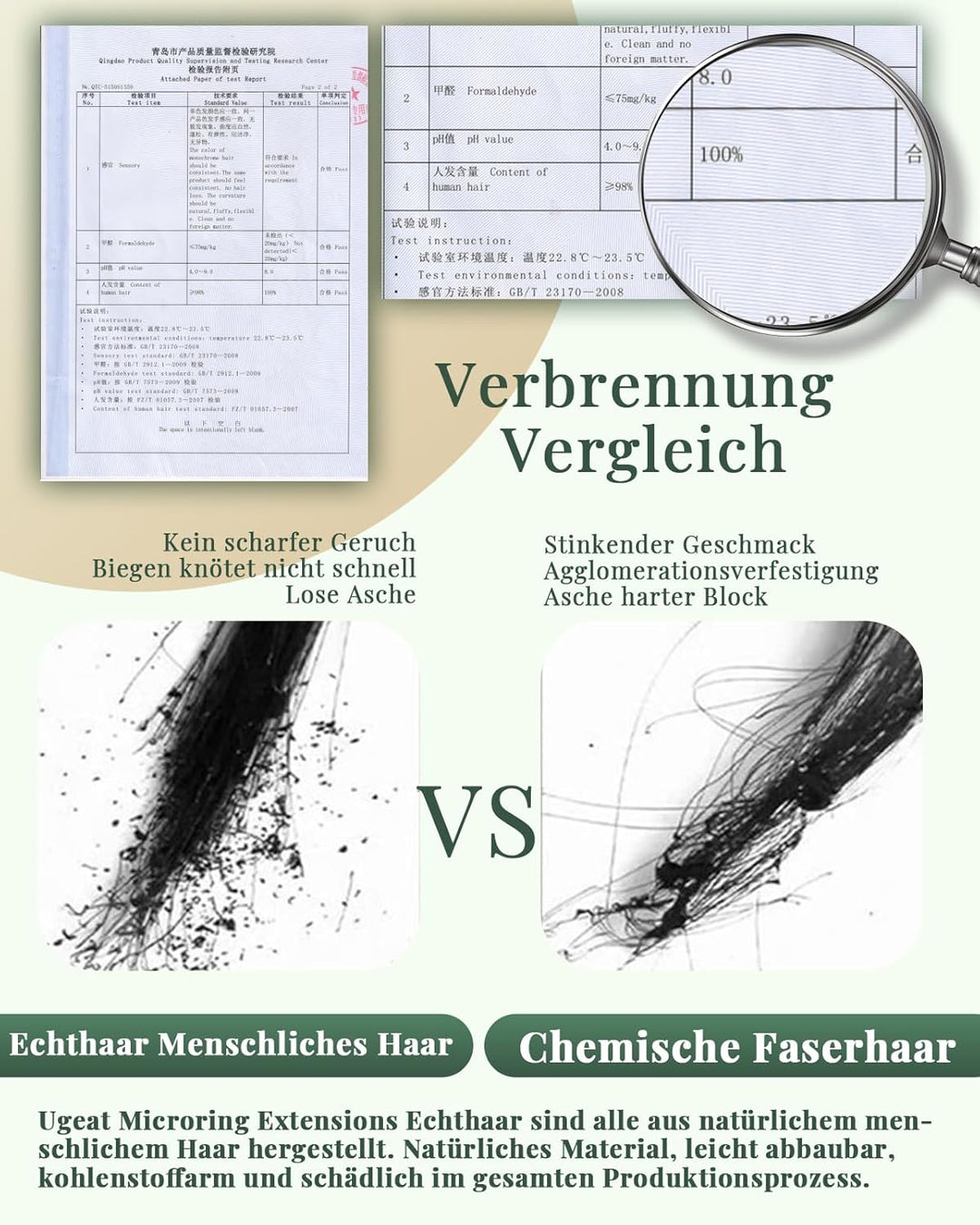 Ugeat 45cm Microring Haarverlängerung Echthaar Balayage Dunkelbraun zu Mittelbraun und Bleichblond 4