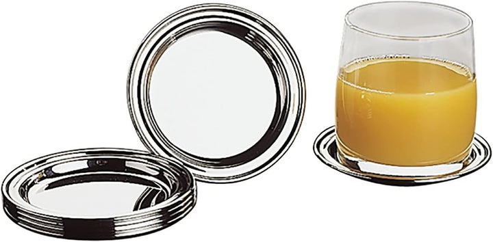 APS Untersetzer Set (6 Stück) aus hochwertigem Edelstahl poliert, Ø 10 cm, schwere Ausführung, Rand