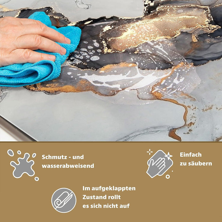 SMTDeco Herdabdeckplatte Ceranfeld abdeckung Aufrollbare Matte für Induktion Einteilig 80x52 cm Marm