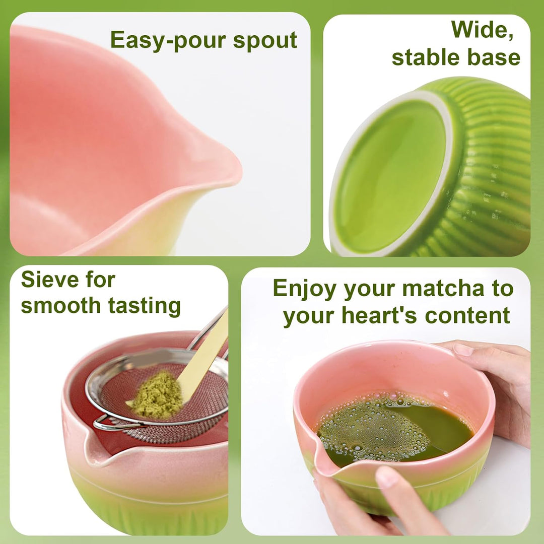 Matcha Set, 1 Matcha-Schale, 1 Matcha-Bambusbesen, 1 Messlöffel, 1 Sieb, 1 Matcha-Besenhalter, für z