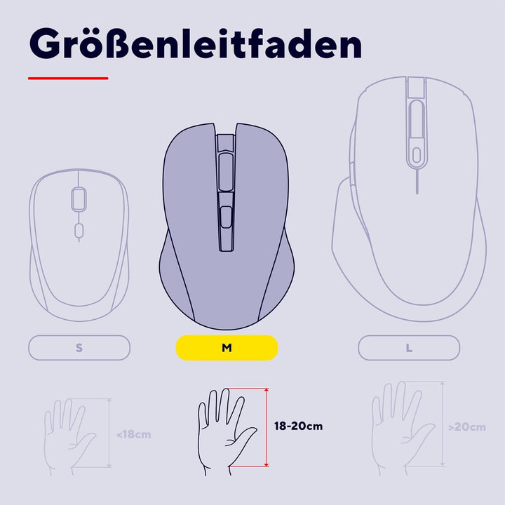 Trust Niven Kabellose Maus Bluetooth + 2.4GHz, Leise Tasten, Mehrgeräte Komfortable Funkmaus, 800-32
