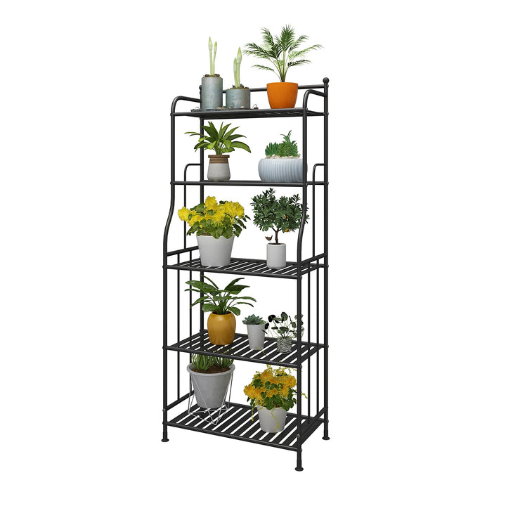 DAWNYIELD 5 Tier Metall Pflanzenständer Blumentopfhalter Rack Lagerregal Indoor Outdoor Home Organiz