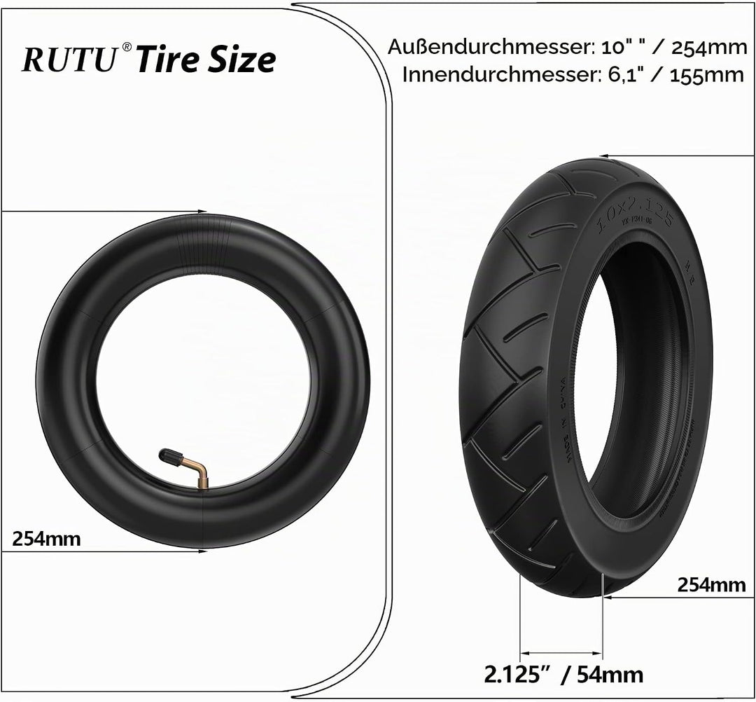 10 "Reifen 10 x 2,125 Reifen &amp; Schlauch Ersatz für Smart Elektroroller 10 Zoll Einrad