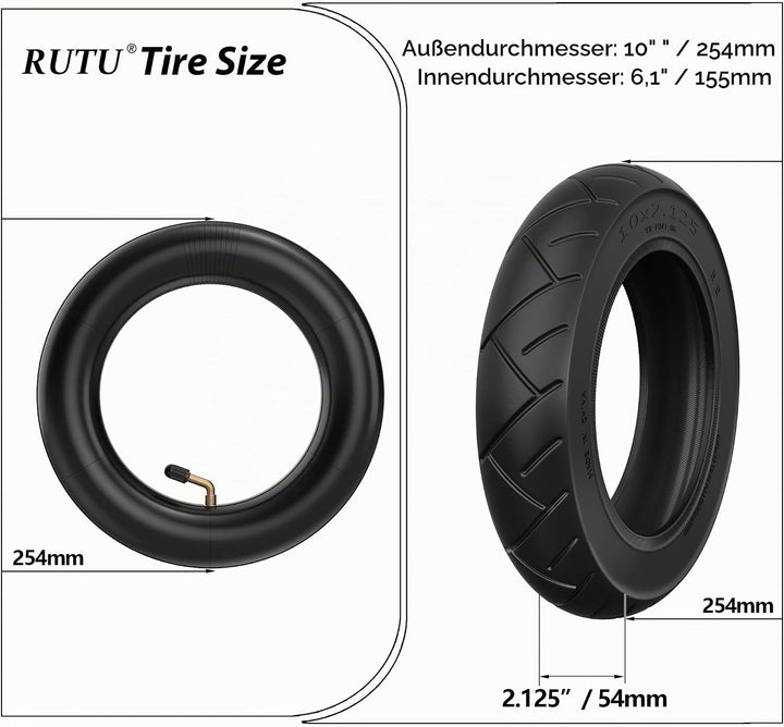 10 "Reifen 10 x 2,125 Reifen &amp; Schlauch Ersatz für Smart Elektroroller 10 Zoll Einrad