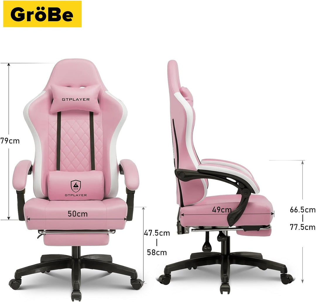 GTPLAYER Gaming Stuhl Ergonomischer Gaming Sessel Schreibtischstuhl Kunstleder, Federsitzkissen, Ver