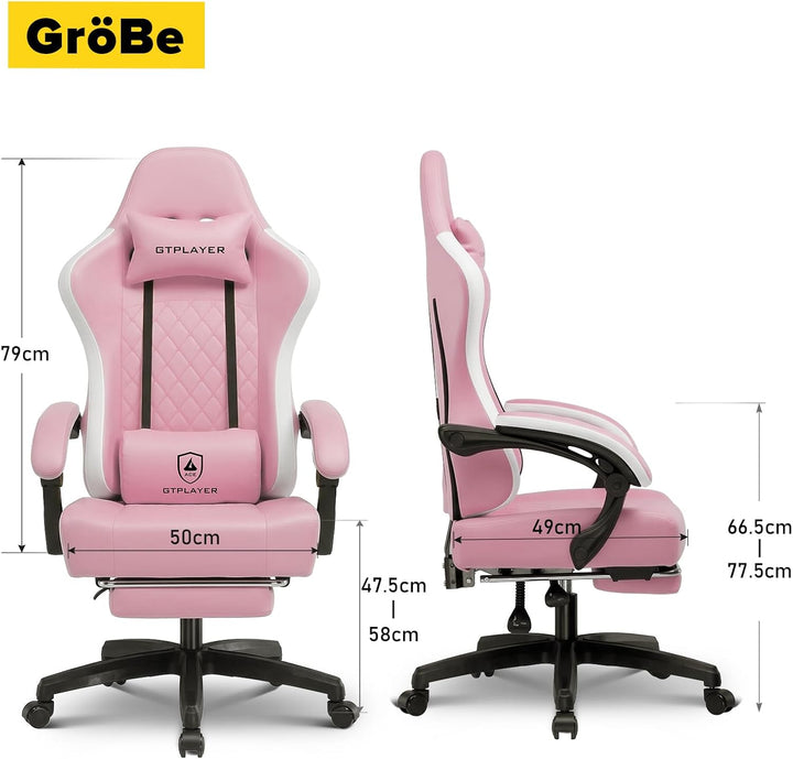 GTPLAYER Gaming Stuhl Ergonomischer Gaming Sessel Schreibtischstuhl Kunstleder, Federsitzkissen, Ver