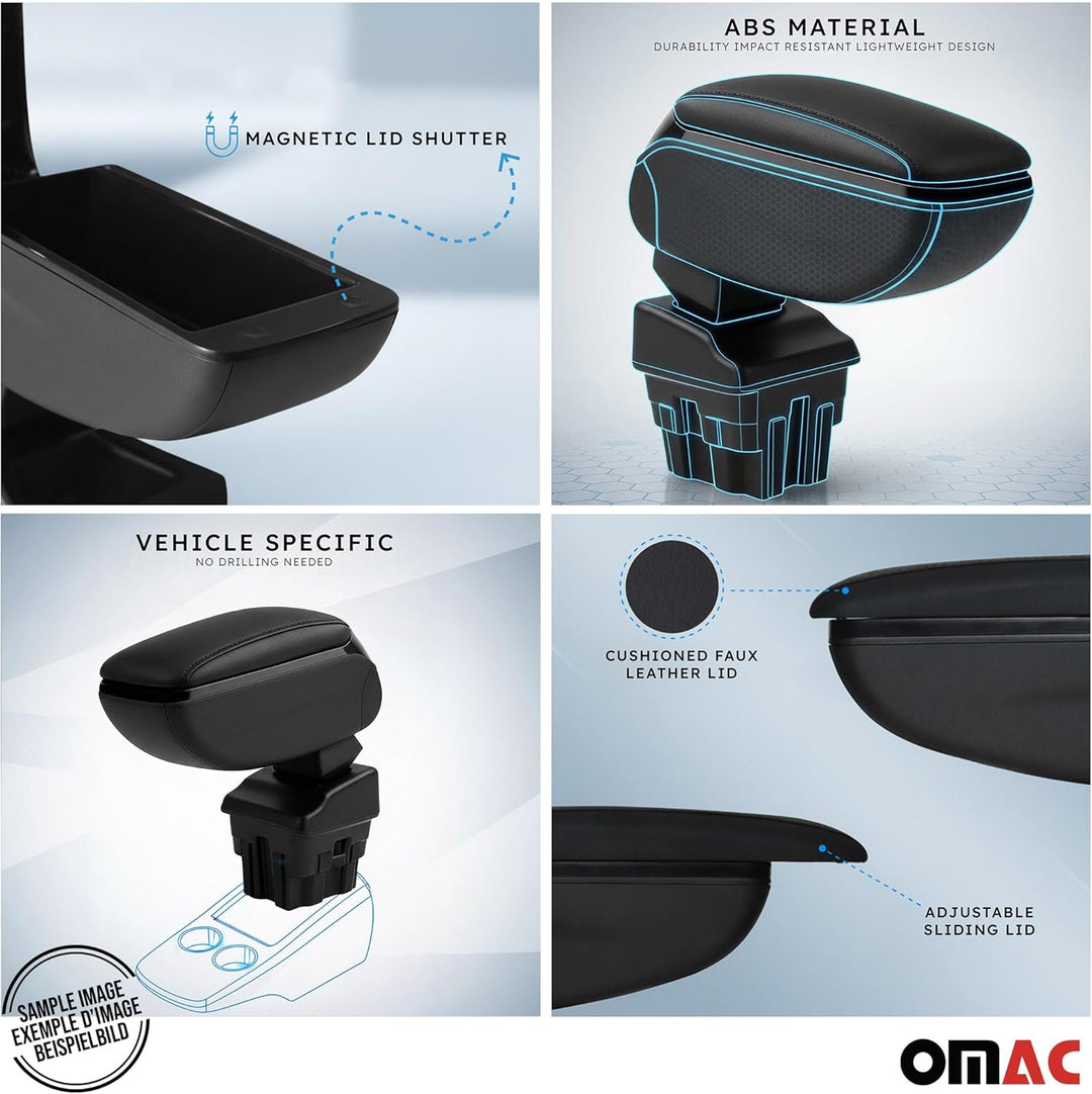 OMAC Armlehne Mittelarmlehne Mittelkonsole kompatibel mit VW Touran 2003-2010 PU-Leder Schwarz Toura
