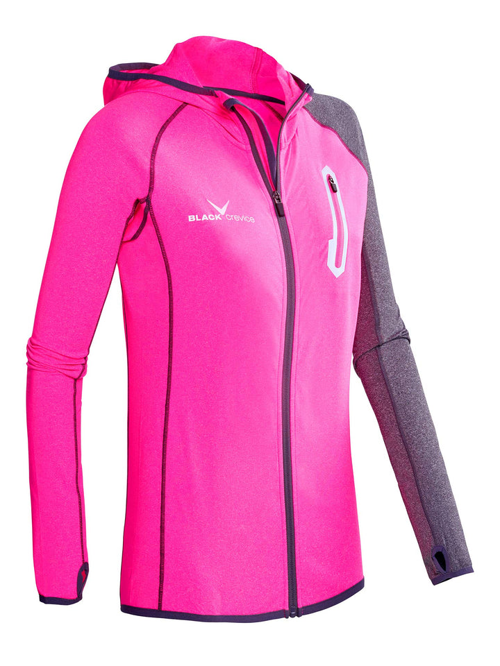 Black Crevice Damen Microfleece Jacke Second Layer Midlayer Kapuze BCR297980 36 Pink/Grey, 36 Pink/G