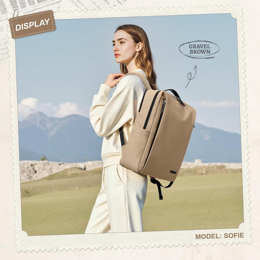 GOLF SUPAGS Kunstleder Rucksack Damen, Stilvoller Laptop Rucksack, Multifunktionaler Tagesrucksack W