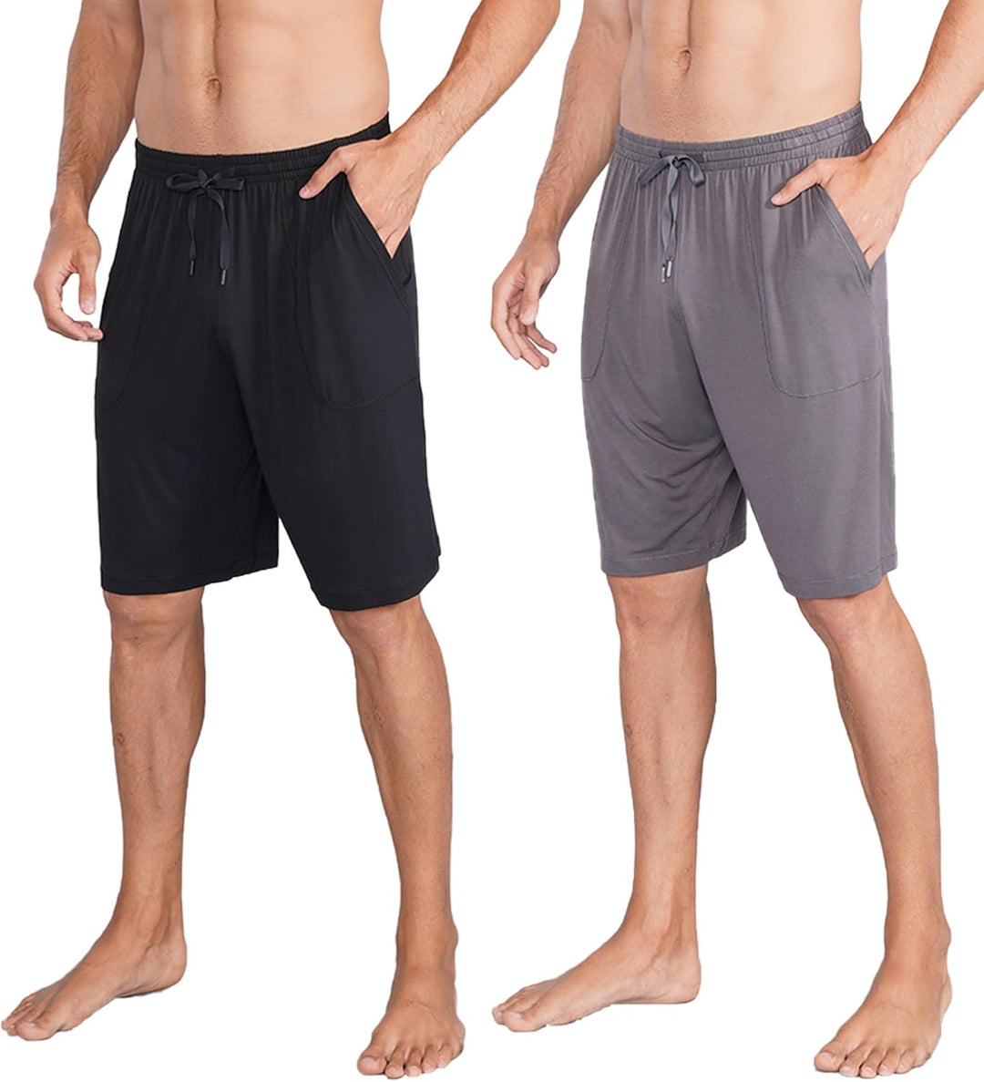 DAVID ARCHY Herren Schlafanzughose Lang & Kurz mit Eingriff Pyjama Hose mit Taschen und Band Nachtwä