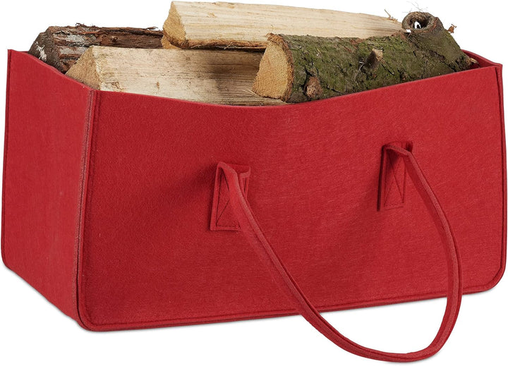 8 x Kaminholztasche aus Filz, tragbarer Feuerholzkorb, faltbarer Zeitungshalter HxBxT: 25 x 25 x 50