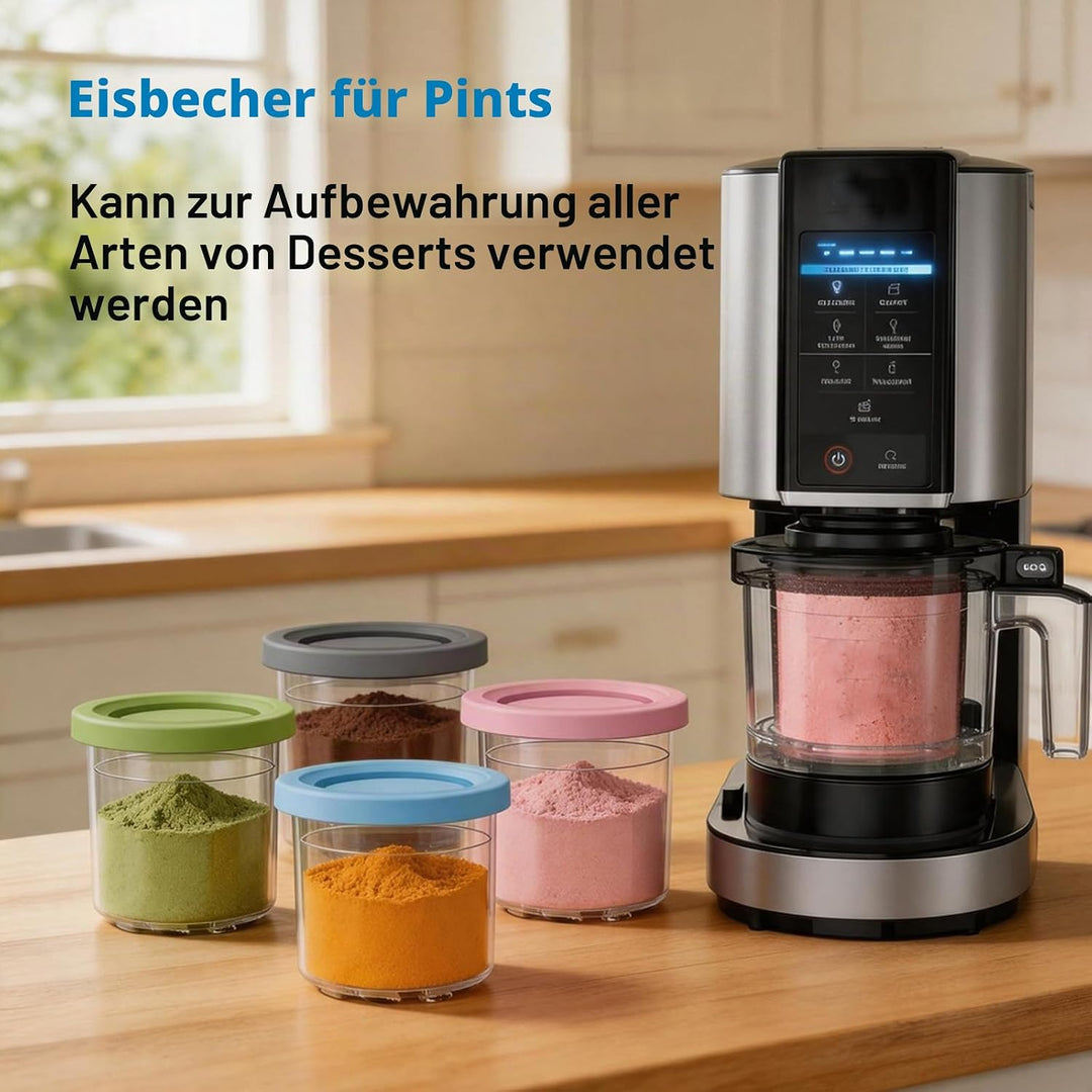 4 PCS Creamy Behälter für Ninja Creami NC300EU NC301EU, Ninja Creami Eismaschine Becher Zubehör mit
