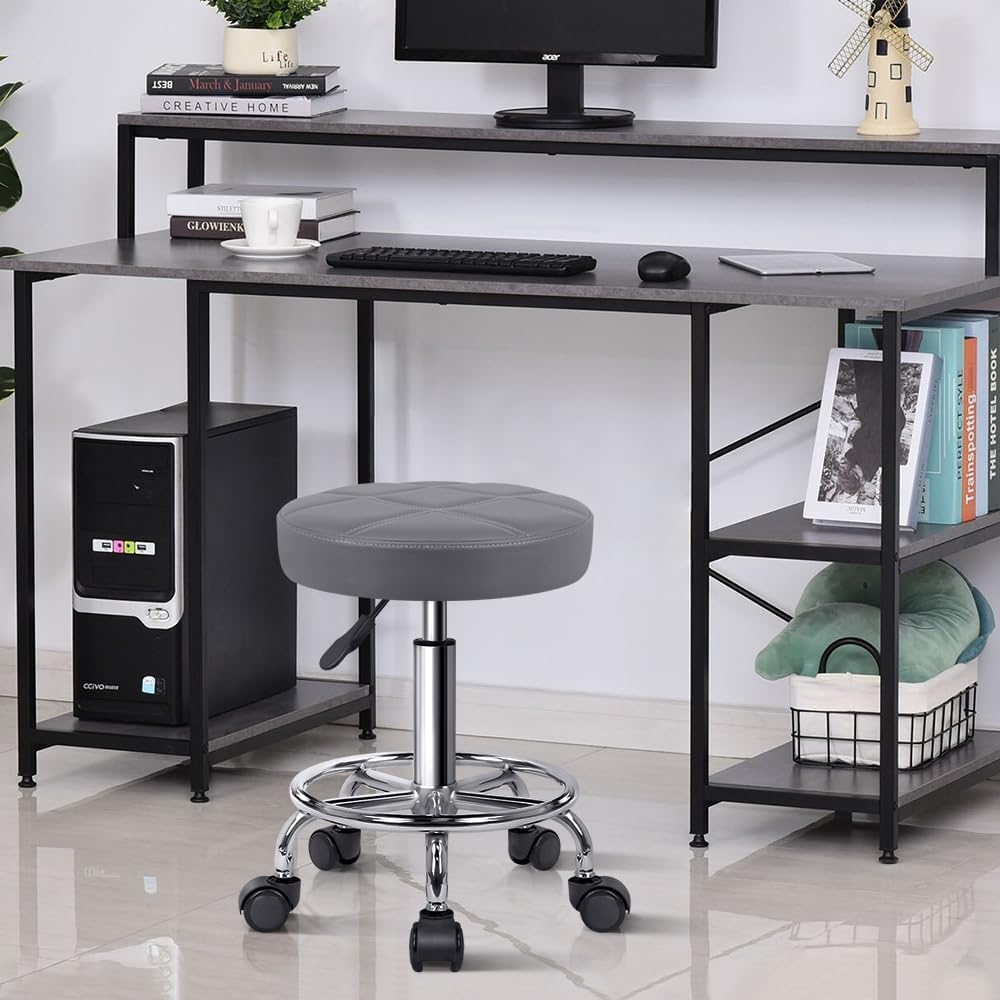 KKTONER Rollhocker mit Pedal (Grau), Grau