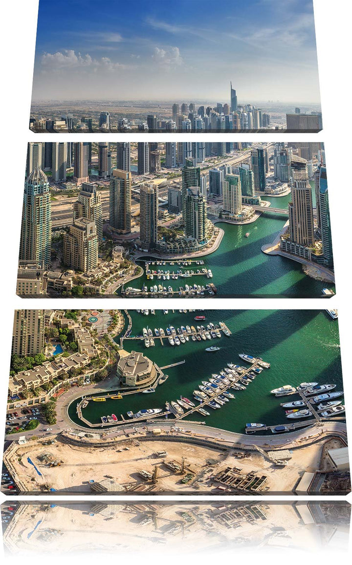 Pixxprint Dubai Hotel Burj al Arab / 3-Teilig/Gesamtmass 120cm Leinwandbild bespannt auf Holzrahmen/