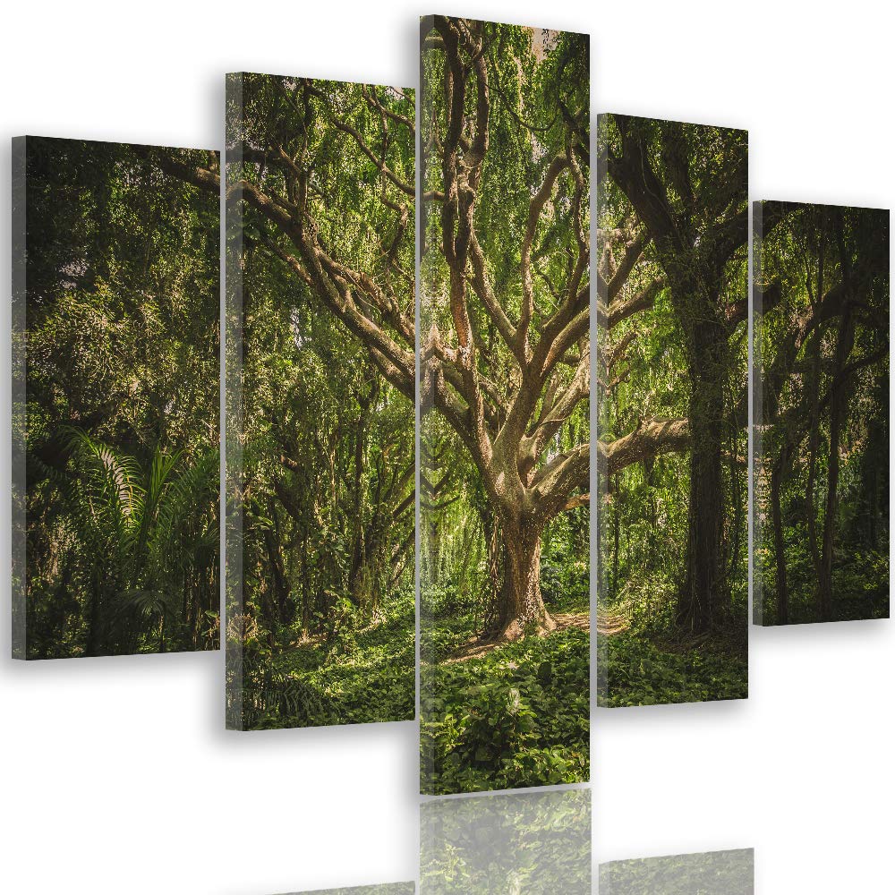 Feeby Bild auf Leinwand Landschaft 5 Teilig Modern Baum Wald Natur braun 200x100 cm Leinwandbild 200