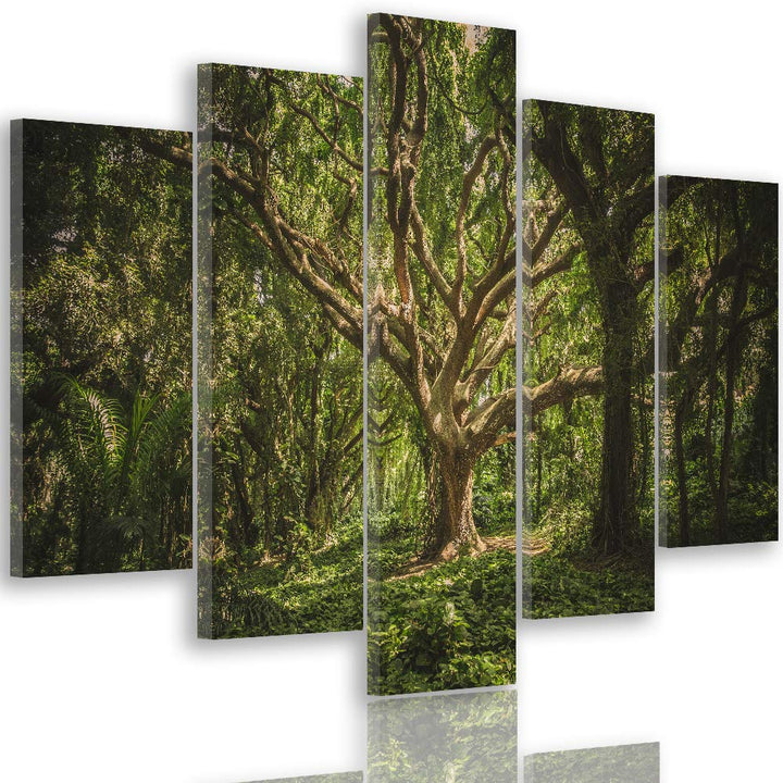 Feeby Bild auf Leinwand Landschaft 5 Teilig Modern Baum Wald Natur braun 200x100 cm Leinwandbild 200