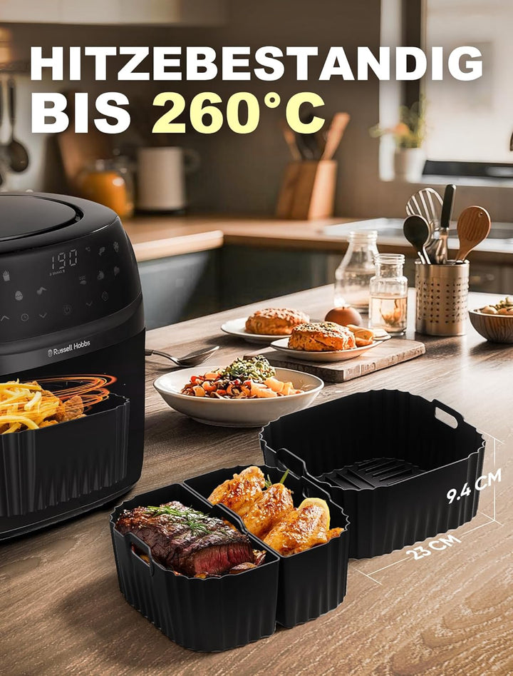 Silikonform Heissluftfritteuse für Russell Hobbs Air Fryer XXL 8L 27170-56, 3 Stück Airfryer Silikon
